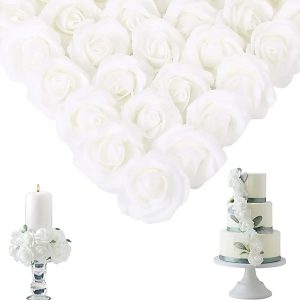 Kit 50 Botões Rosa Branca Artificial Decoração Casamento