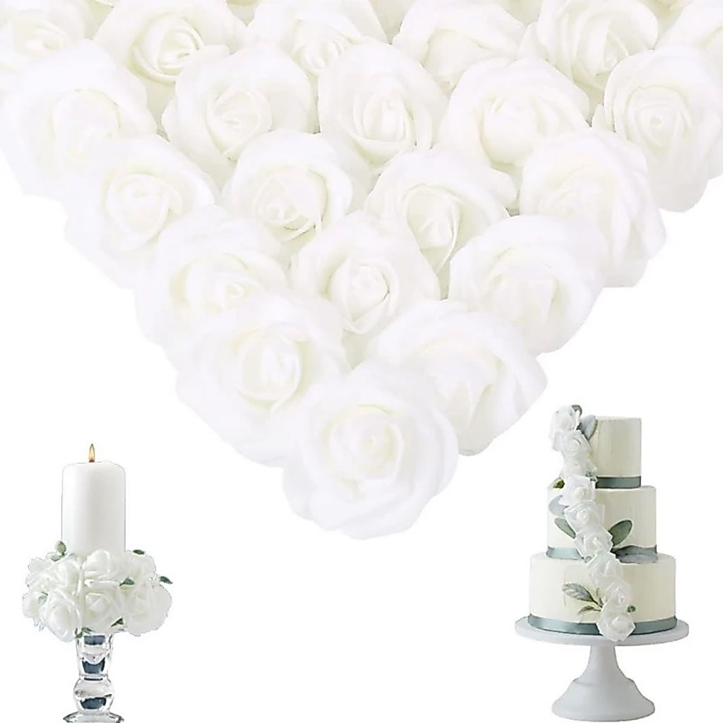 Kit 50 Botões Rosa Branca Artificial Decoração Casamento