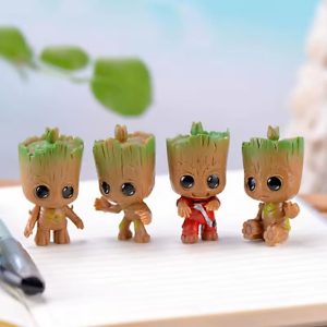 Kit 04 pcs Boneco Miniatura Groot Marvel Boneco Decorativo