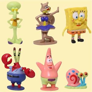 Kit 6 Miniaturas Bob Esponja Boneco Figura Coleção Brinquedo
