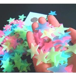 Kit 100 Estrelas Adesivas que Brilham No escuro Luminosas Coloridas Decoração de Quarto