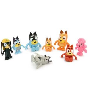 Kit 08 Bluey Bingo e Família Bonecos Figure Brinquedo Miniatura
