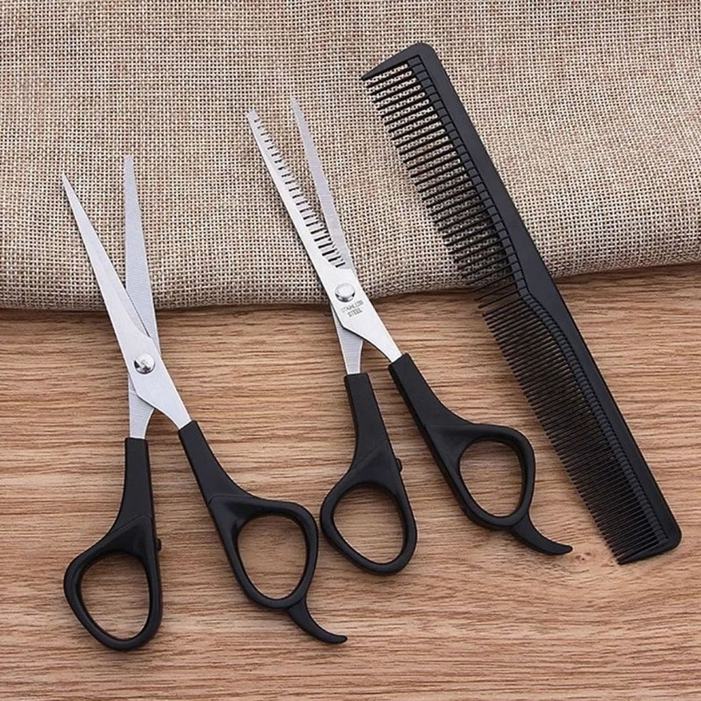 Kit 02 Tesouras de Corte e Desfiadeira para Cabelos c/ pente