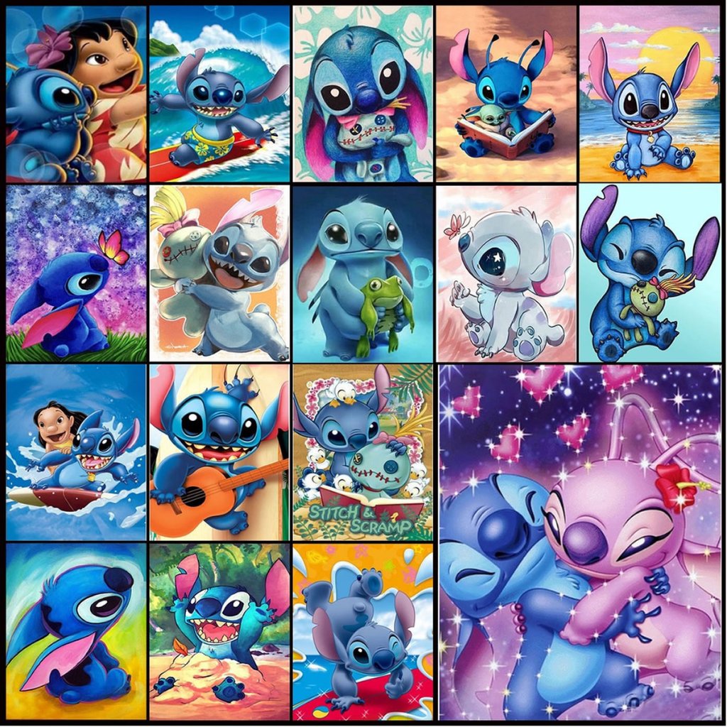 Kit Bordado de Diamante 5D Lilo Stitch Artesanato Manual
