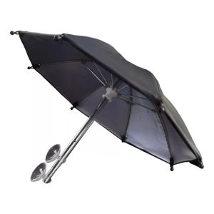 Mini Suporte Sombrinha Preta para Celular Acessório Guarda Chuva Telefone