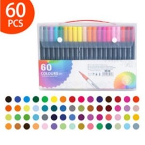 Kit 60 Caneta Marcadora Canetinha Ponta Dupla Pintura Arte