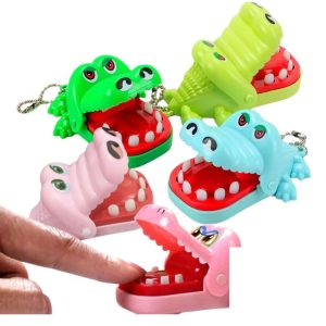Kit 5 Chaveiros Mini Brinquedo Crocodilo Mordedor Sortidos