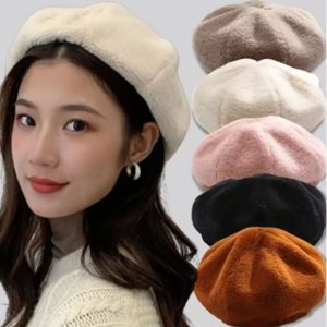 Boina feminina Pelúcia Estilo Coreano Feminina Quente Elegante Chapéu