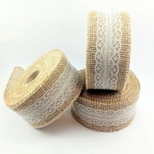 Fita de Juta Natural com Renda 4cm x 2m Artesanato Decoração Casamentos Rústicos Artes