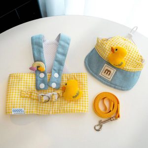 Conjunto para cachorrinho Fofa Passeio Patinho com Corrente