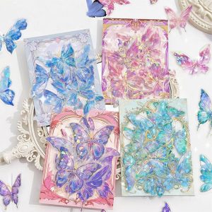 Kit 20 Adesivos Borboleta Holográficos Decoração Hobbies