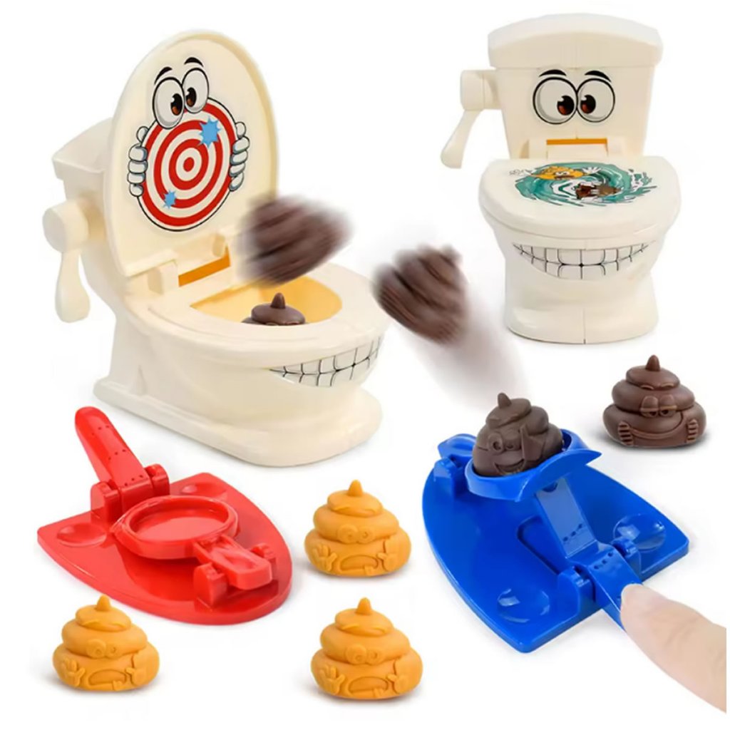 Brinquedo Jogo Mini Sanitário Divertido Lança Bosta Catapulta