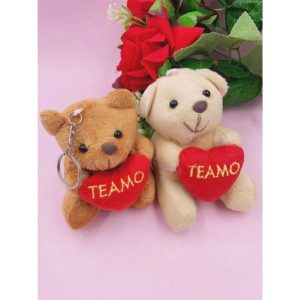 Mini Chaveiro Urso de Pelúcia Coração Presente Decoração