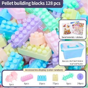 Kit 128 Blocos de Montar Tijolo para Crianças com Maleta P