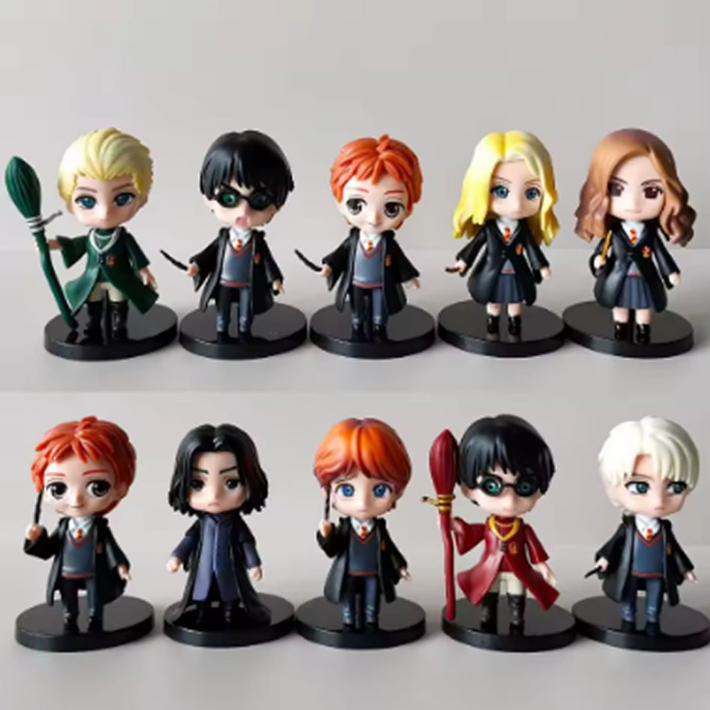 Kit 10 Bonecos Harry Potter Figuras Colecionáveis Decoração