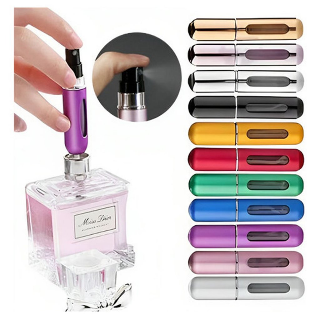Kit Mini Atomizador Refil Perfurme Spray Recarregável 5ml