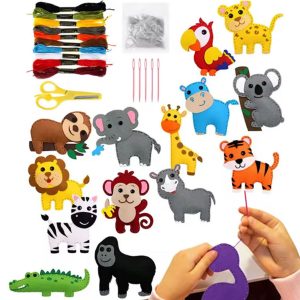 Kit 10 Animais Selvagens Costura Mágica Brinquedo Infantil