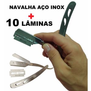 Navalhete Profissional Navalha + 10 lâminas Kit Barbearia