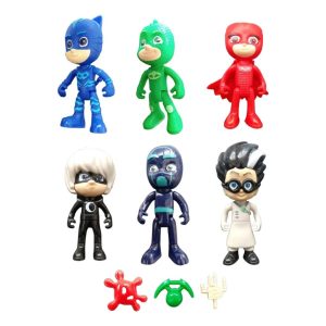 Kit 6 Miniaturas Bonecos Pj Masks Heróis de Pijama Brinquedo