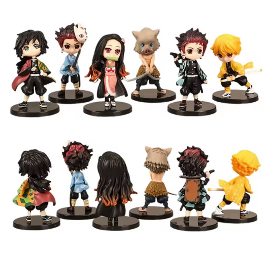 Kit 06 Bonecos Demon Slayer Figura de Ação Coleção Brinquedo