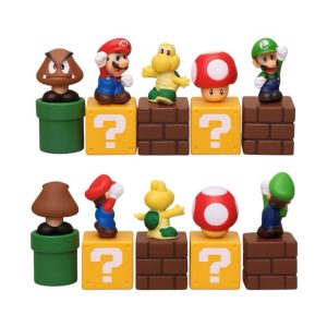 Kit 5 Bonecos Coleção Super Mario Bros Luigi Personagens