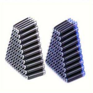 Kit 10 Cartuchos para Caneta Tinteiro 2.6mm Tinta Universal Azul Preta Recarga