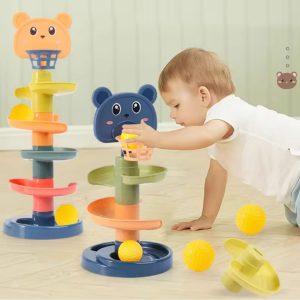 Torre Espiral de Bola Brinquedo Educativo Bebês Montessori