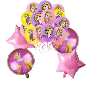 Kit 14 pcs Balão Bexiga Temático Rapunzel Princesa Festa
