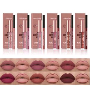 Kit Contorno Labial Batom e Delineador Lápis Matte Langmanni