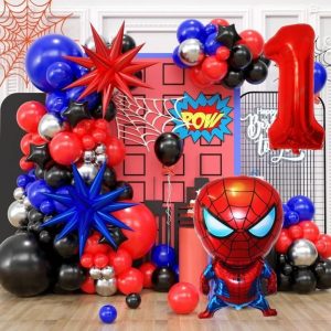 Kit 95 pcs decoração temática aniversario homem aranha festa