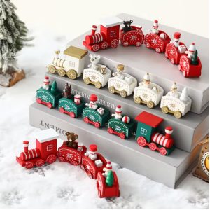 Trem de Madeira Decoração de Natal Ornamento Mesa Natalino