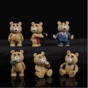 Kit 06 Miniaturas Urso Teddy Figura Bonecos Brinquedo