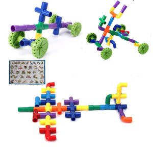 Blocos Tubulares de Montar Construção Puzzle 50 Peças
