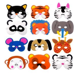 Máscaras De Eva Animais Mundo Dos Bichos 12 Unidades