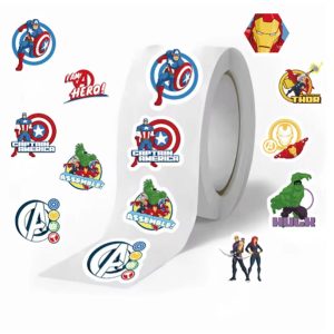 Kit 500 Adesivos Vingadores Marvel Personagens Rolo Decoração