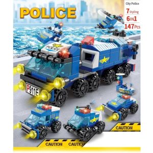 Bloco de Montar Carro da Polícia 6 em 1 com 147pcs Brinquedo