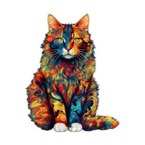 Quebra Cabeça Madeira Gato Puzzle Decoração e Diversão