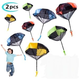 Kit 02 Mini Paraquedas Brinquedo Criança Boneco Paraquedista