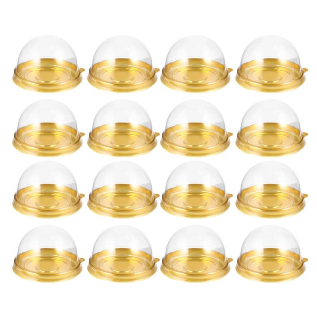 Kit 100 Potes com Tampa Mini Cake Box Descartável Dourado