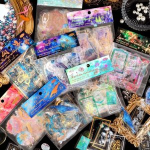 Pacote 30 pcs Adesivos Holográficos Vintage Fantasia Decoração Diário Hobbies Presentes