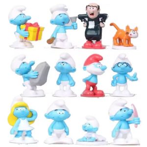 Kit 12 Miniaturas Smurfs Bonecos Decoração Bolo Coleção Brinquedo