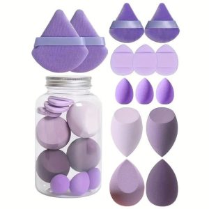 Kit 14 Esponjas de Maquiagem + Recipiente de Armazenamento