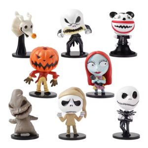Kit 08 Bonecos O Estranho Mundo de Jack Esqueleto Coleção Brinquedo Disney Tim Burton