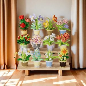 Blocos de Construção de Flores Plantas Mini Vaso Brinquedo