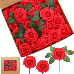 Kit 10 Rosas Flores Artificiais com Cabinho EVA Decoração