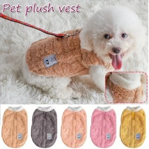 Roupa Pet Quentinha Pelúcia Colete Cães Gatos Tamanho M