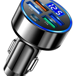 Carregador Veicular Turbo 5/6 Porta Usb-c Pd Qc3.0 Universal
