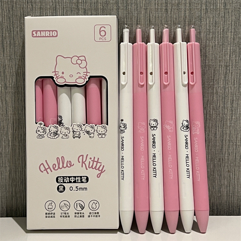 Kit 06 Canetas Gel Tinta Preta Personagens Sanrio Hello Kitty - Imagem 2