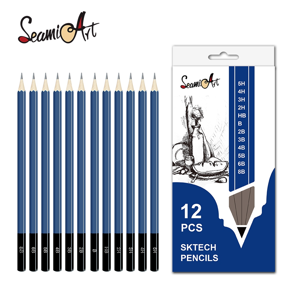 Kit 12 Lápis Desenho Pintura Esboço Estudantes Seami Art