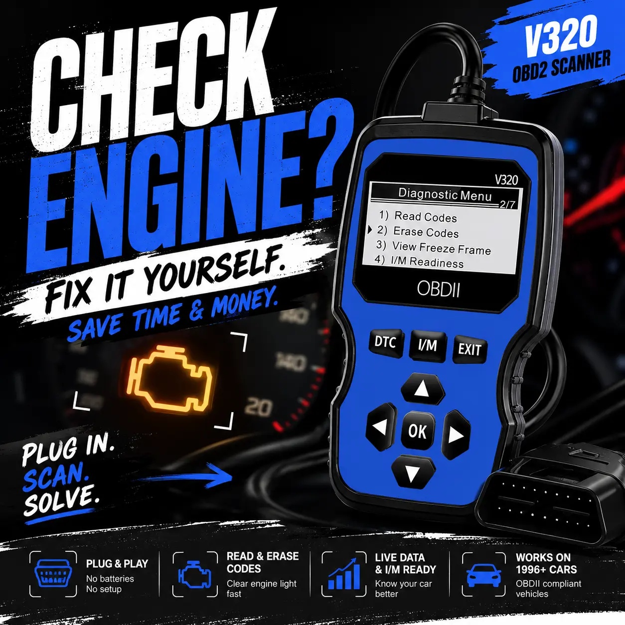 Scanner Automotivo OBD2 V320 Leitor de Falhas - Imagem 2